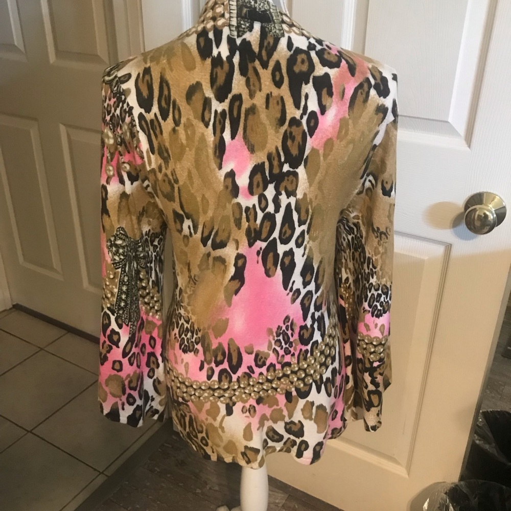 Boston Proper pink/ leopard print sweater - Picture 2 of 7